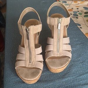 Torrid Cream Wedge Sandals with Zipper Closure